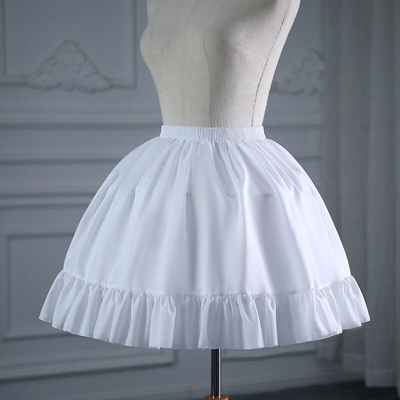 ผู้หญิง Lolita Crinoline Petticoat Cotton Ball Gown Petticoat สั้น 2 Hoops กระโปรงสําหรับคอสเพลย์ Big Hem ชุดสีขาว