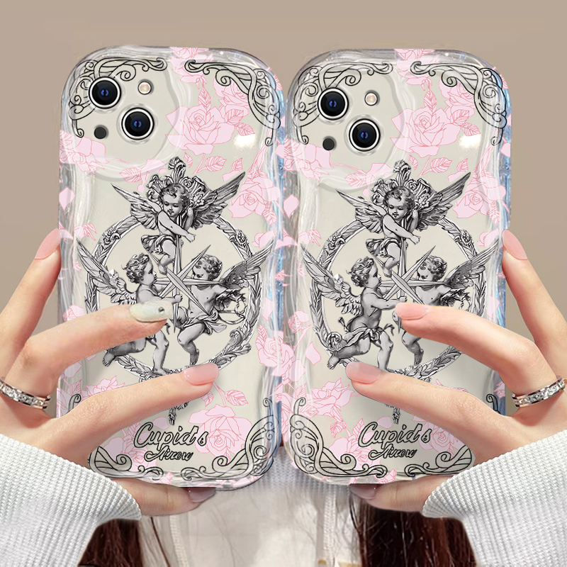Funda Retro Cupid Angel 3D Wave para Samsung A73, A72, A71, A55, A54, A53, A35, A34, A33, A25, A24, A23, A15, A14, A13, A05, A04, A03, 4G, 5G
