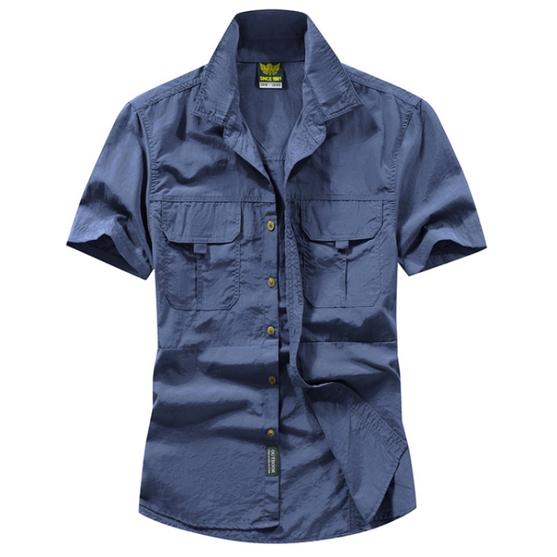 Nieuwe zomer heren outdoor dunne korte mouwen ademende shirts heren sneldrogende casual shirts heren meerdere zakken cargo shirts XXL