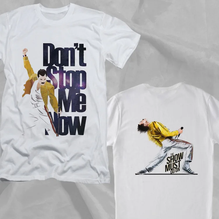 Freddie Mercury Stop me niet nu wit dubbelzijdig T-shirt