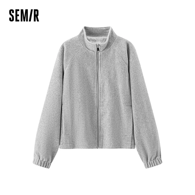 Chaqueta de Mujer Semir, Textura Chenille, Manga Raglán Holgada, Cuello Alto, Corte Ajustado, Estilo Casual Otoño 2026, Prenda Exterior Suave