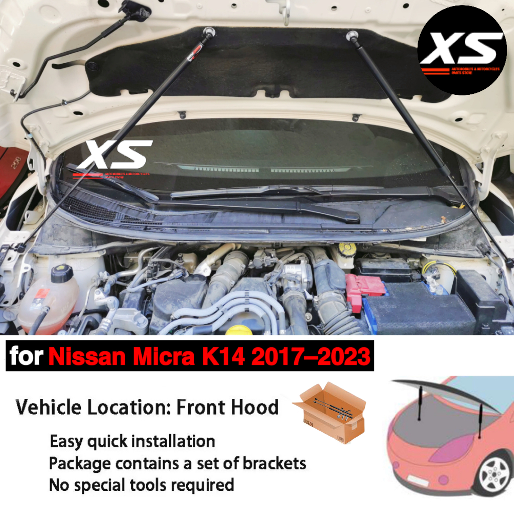 Hood Struts Kit For Nissan Micra K14 2017-2023 Nissan March Front Bonnet Modify Shock Dampers Lift Supports Prop Gas Rod Piston