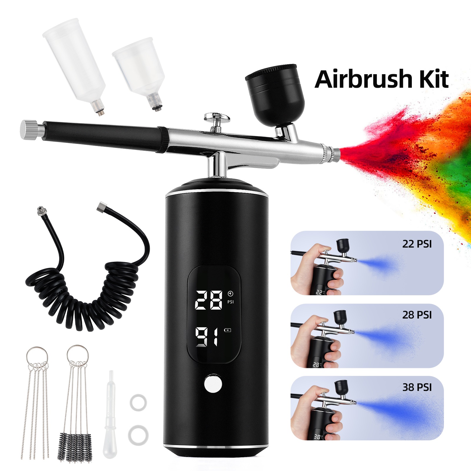 Aerógrafo portátil mini kit compressor de ar pistola pintura para arte do prego tatuagem artesanato bolo pastelaria pintura rosto pulverizador hidratante