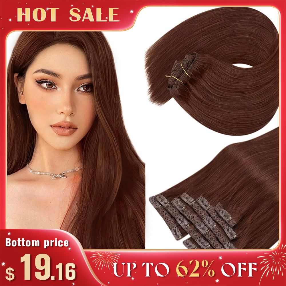 Vesunny-女性のための自然な人間の髪の毛のエクステンション、ヘアクリップ、バルヤージュ、