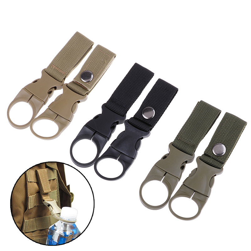 2 pçs suporte de garrafa de água escalada mosquetão cinto mochila cabide ganchos clipe multifuncional garrafa de água náilon webbing fivela gancho