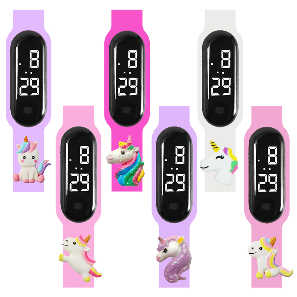 Reloj inteligente con dibujos de unicornios para niños, pulsera deportiva resistente al agua para exteriores, relojes electrónicos digitales LED para regalo, novedad de 2024