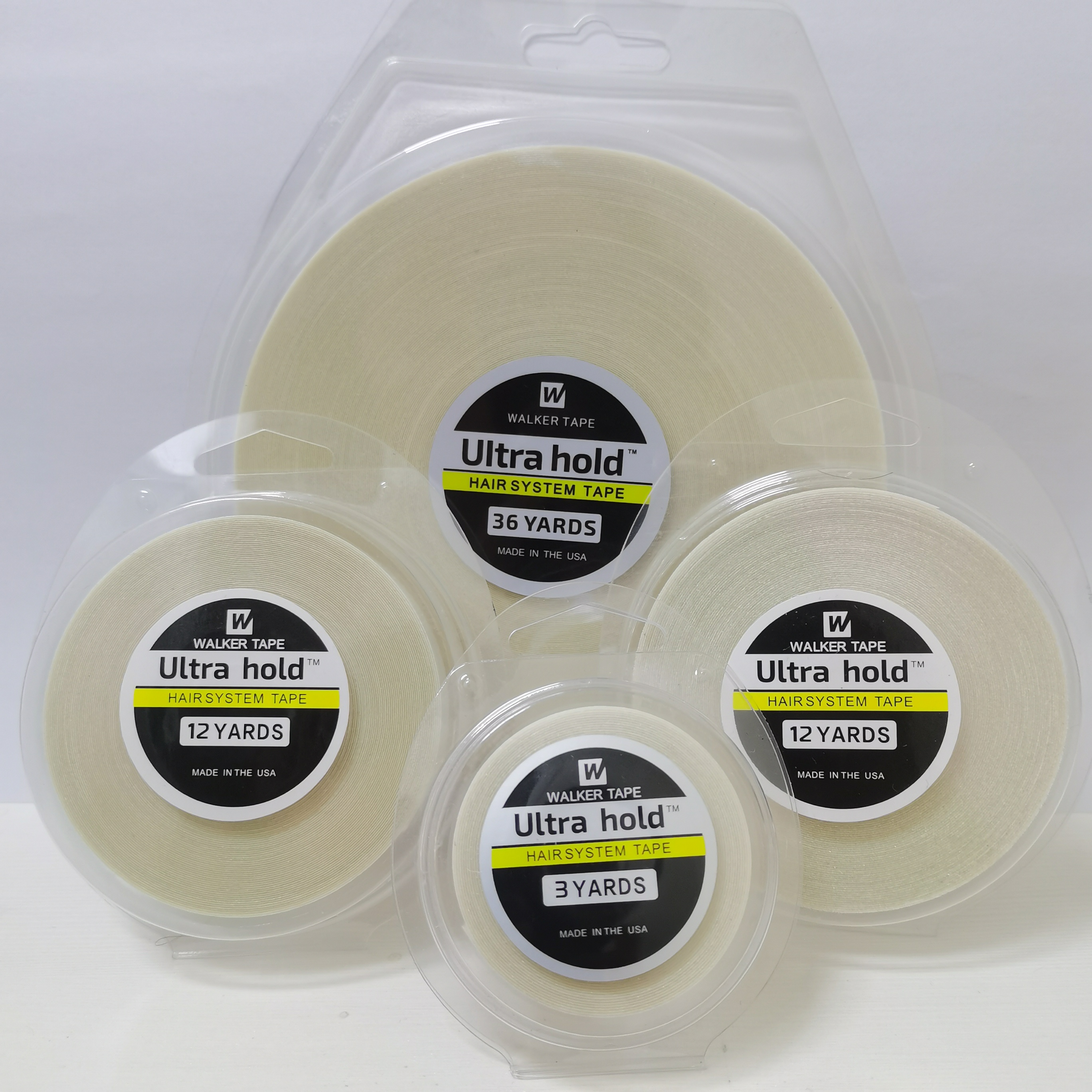 Alles met doos 0,8/1,0/1,27/2 cm Breedte 3/12/36 yards Wit Ultra Hold Tape Dubbelzijdige tape kant voor tape haar tape pruik tape