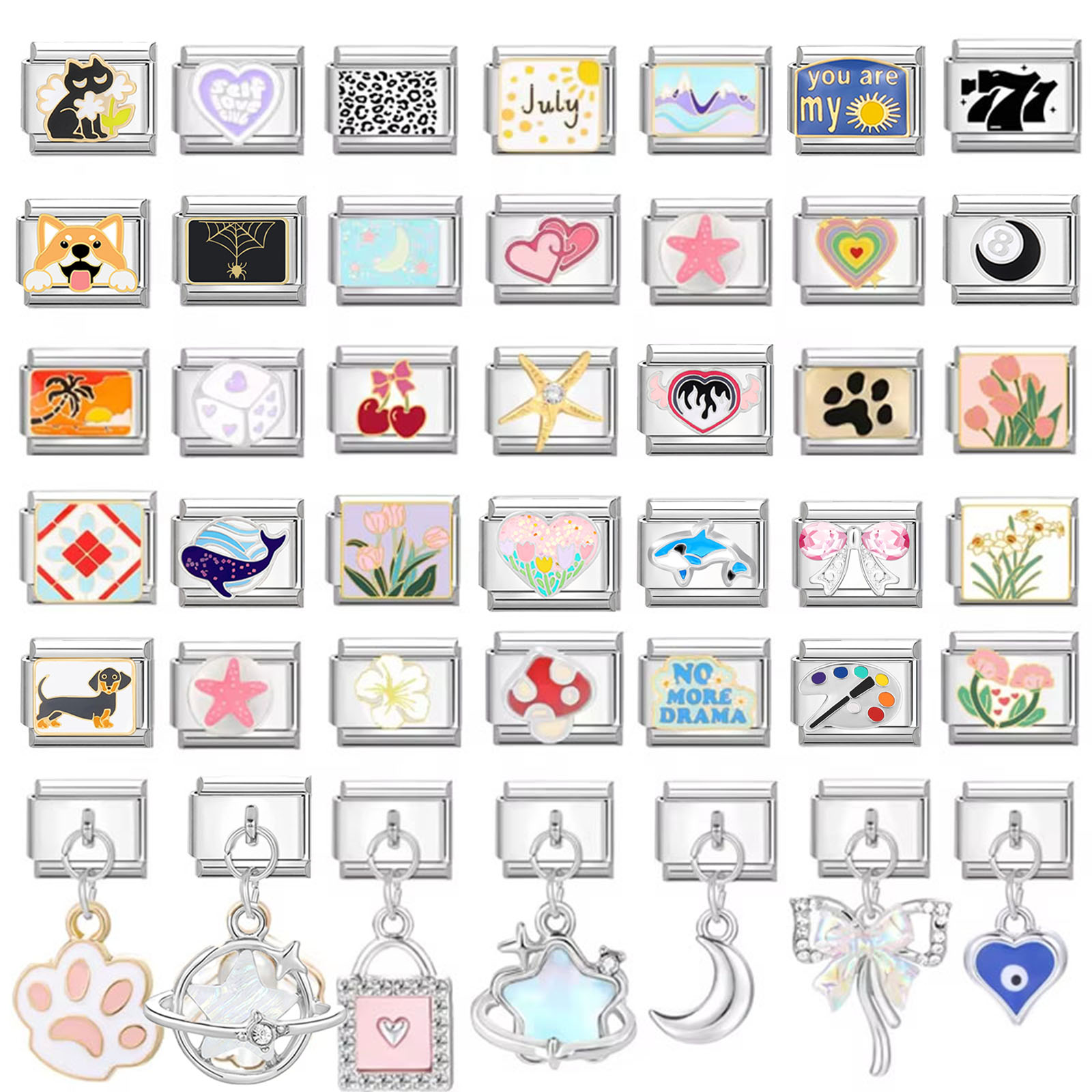 สร้อยคอแฟชั่นจี้ดอกไม้ปีศาจรูปหัวใจผีเสื้อเชอรี่จากอิตาลีสร้อยข้อมือสเตนเลสสตีลขนาด9มม. เครื่องประดับของขวัญแบบทำมือ