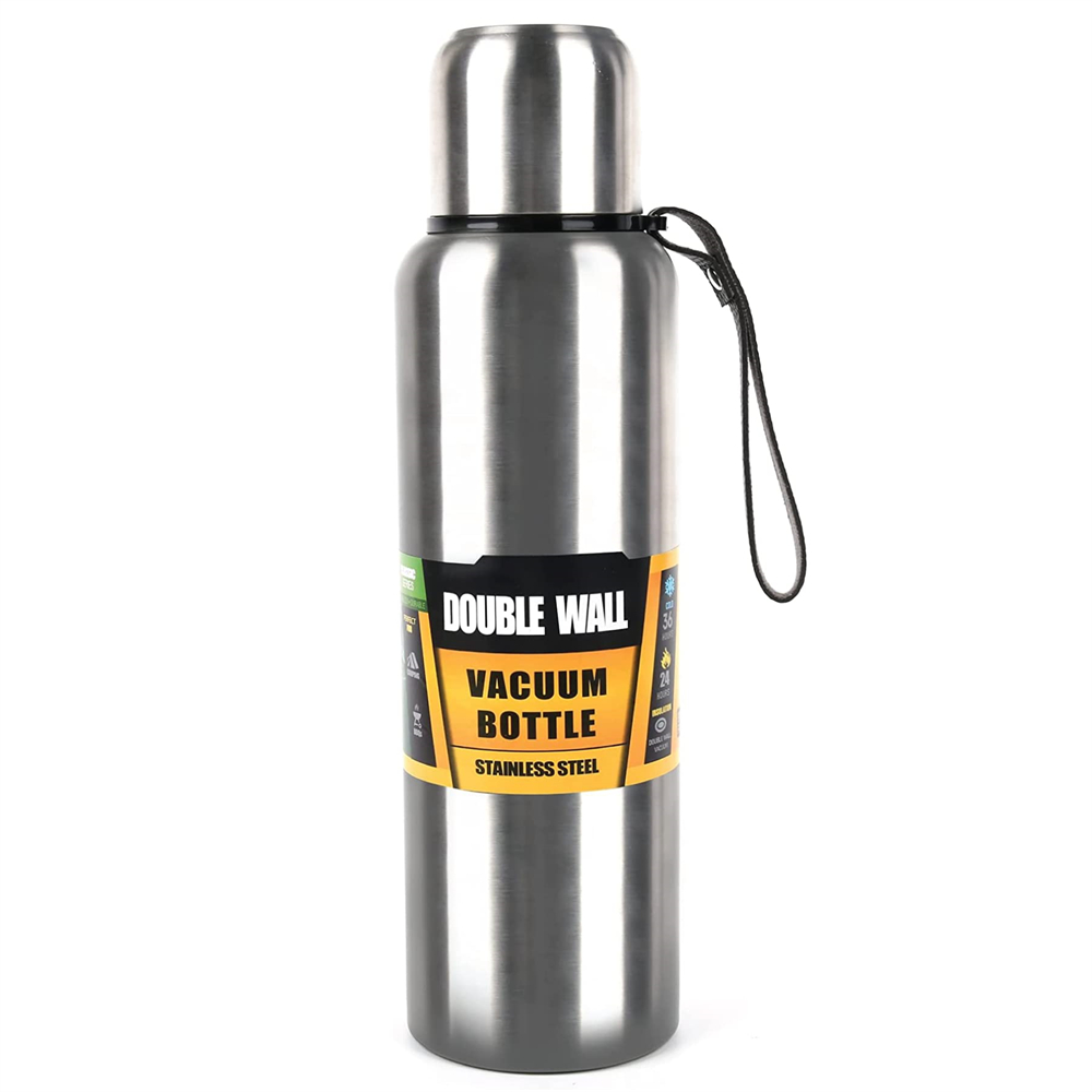Botol termal 500/1000ml kapasitas besar, termos cangkir kopi dinding ganda 304 Stainless Steel air panas dingin