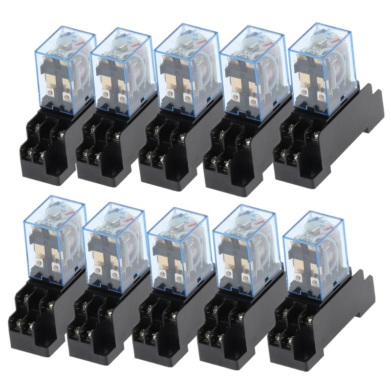 10 ชุด 12V 24V DC 110V 220V 380V AC คอยล์รีเลย์กําลังไฟ LY2NJ DPDT 8 Pin HH62P JQX-13F พร้อมฐานซ็อกเก็ต OK