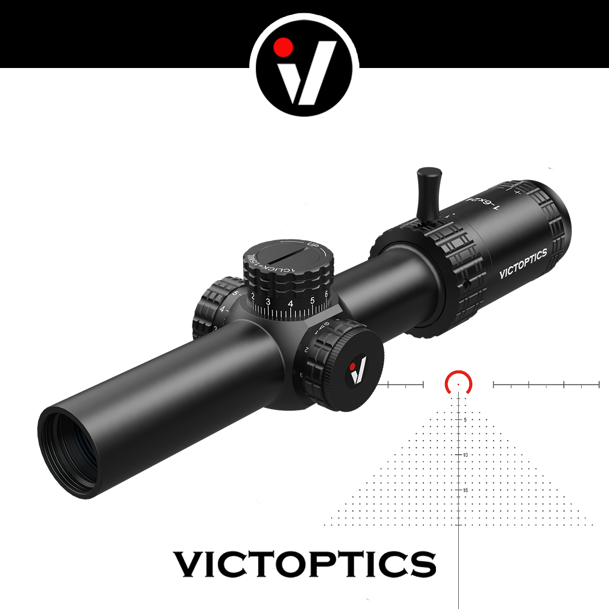 VictOptics S6 1-6x24 SFP Lunette de Tir avec Éclairage Rouge et Vert, Système de Verrouillage de Tourelle, Conception à Large Champ de Vision Pour AR 15 .223 5.56