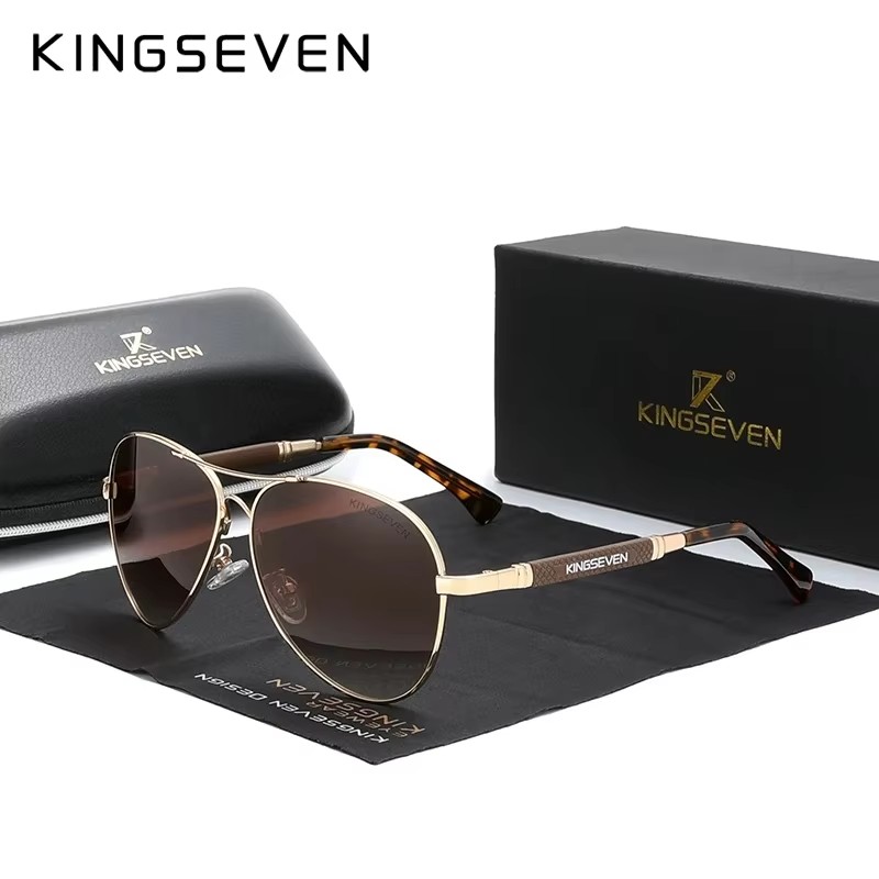 KINGSEVEN 2023 Nieuwe Trend Kwaliteit Titanium Legering heren Zonnebril Gepolariseerde zonnebril Vrouwen Pilot Spiegel Brillen Oculos de sol