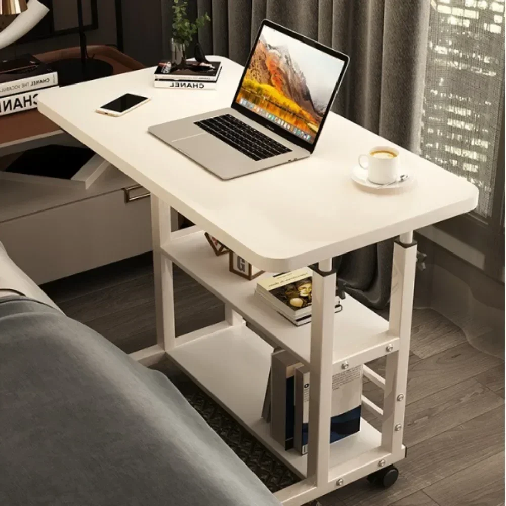 Mesa de cabeceira móvel para laptop, simples e ajustável, com rodas, mesa de cabeceira para computador, quarto, escritório, mesa de estudo portátil