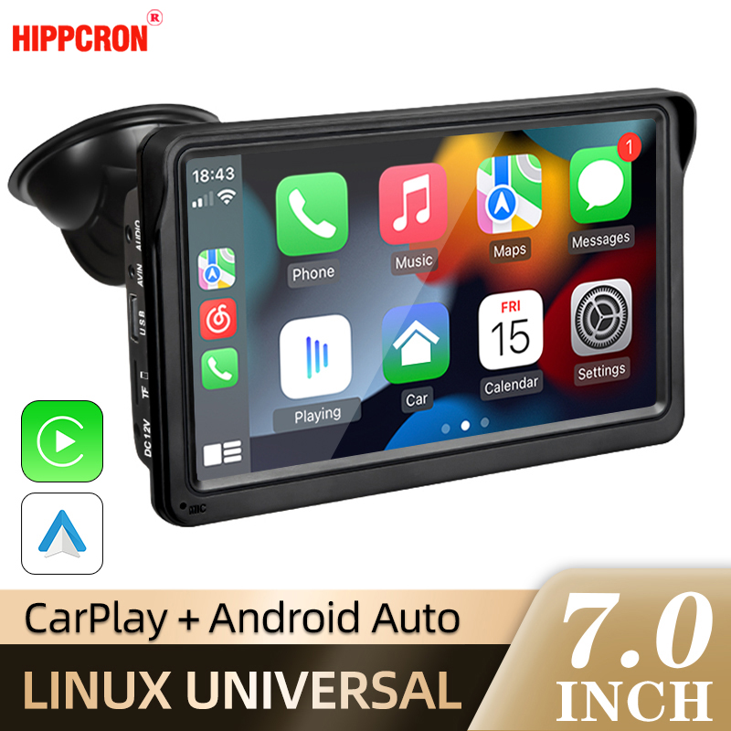 Lettore video multimediale per autoradio Android Auto Carplay da 7 pollici Touch Screen AUX USB con telecomando