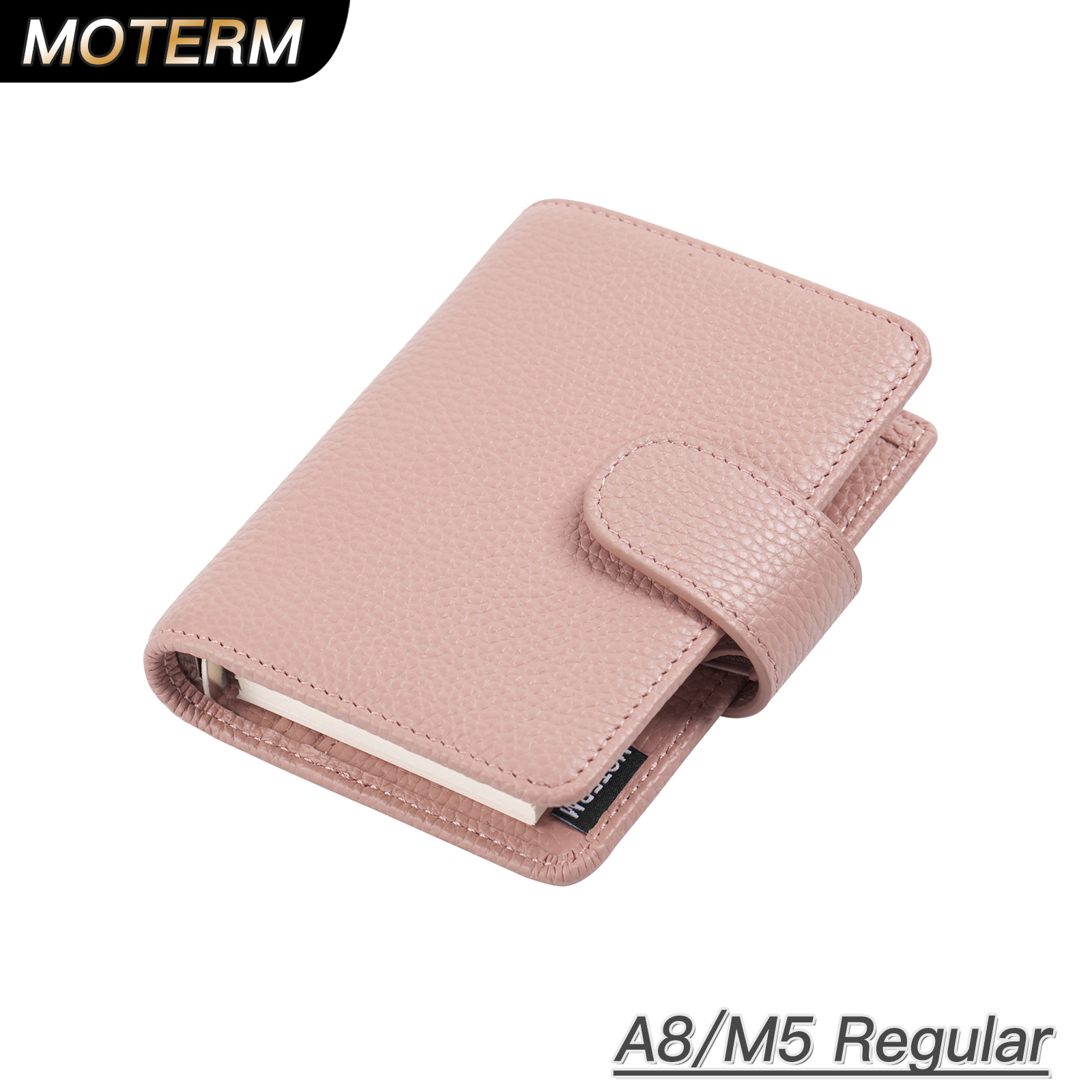 Moterm Thường A8 Kích Thước Nhẫn Lập Kế Hoạch Cuội Hạt Da Bò 5 Lỗ Mini Nhẫn Sổ Tay Có 15 MM Nhẫn Tổ Chức cuốn Nhật Ký Hành Trình