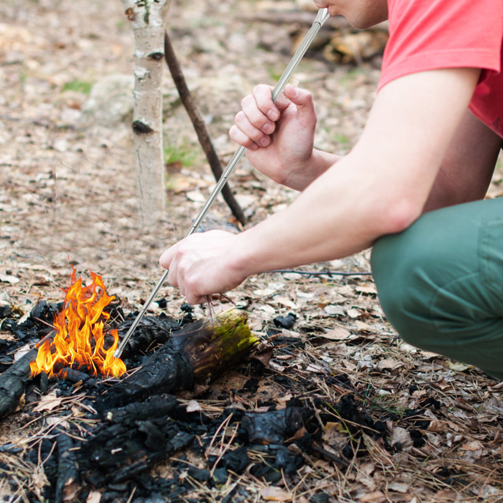 Outdoor Cooking Blow Fire Tube Portable Camping Hunting Fire Pipe Survival Tool