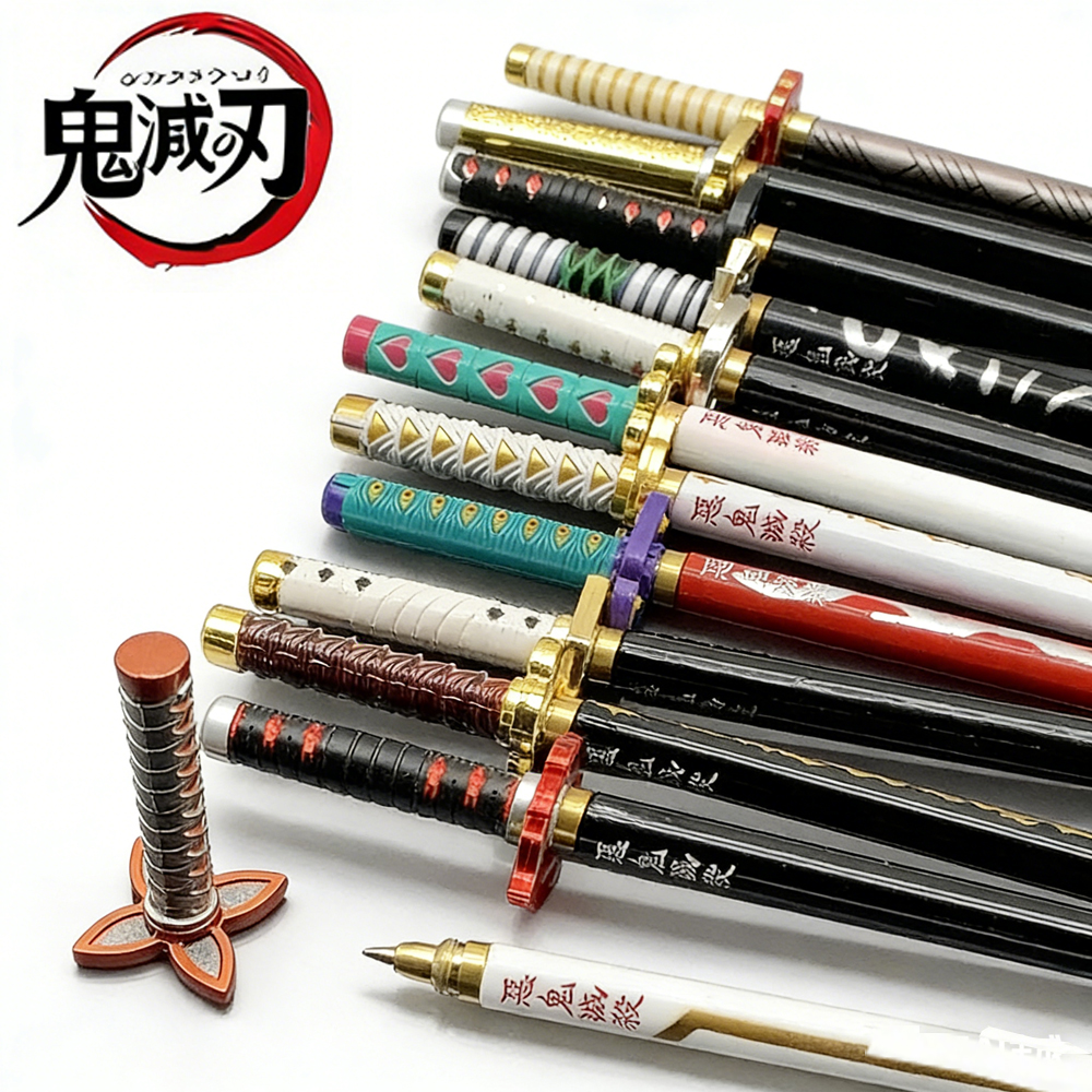 Nieuwe 17 stijlen Japan Anime Demon Slayer model gelpen 0.5mm zwarte refill cosplay accessoire kinder/studenten cadeau Slayer wapen zwaard
