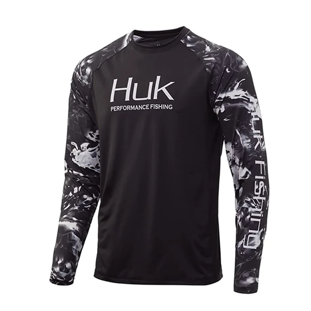 HUK-camisas de pesca de manga larga para hombre, ropa de protección Uv, Jersey de verano al aire libre Upf 50, ropa de rendimiento, pesca transpirable
