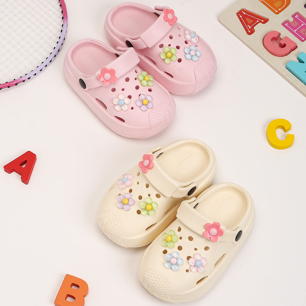 Zapatos con agujeros para niños, sandalias ligeras para interiores, suela suave, antideslizante, dibujos animados, Verano