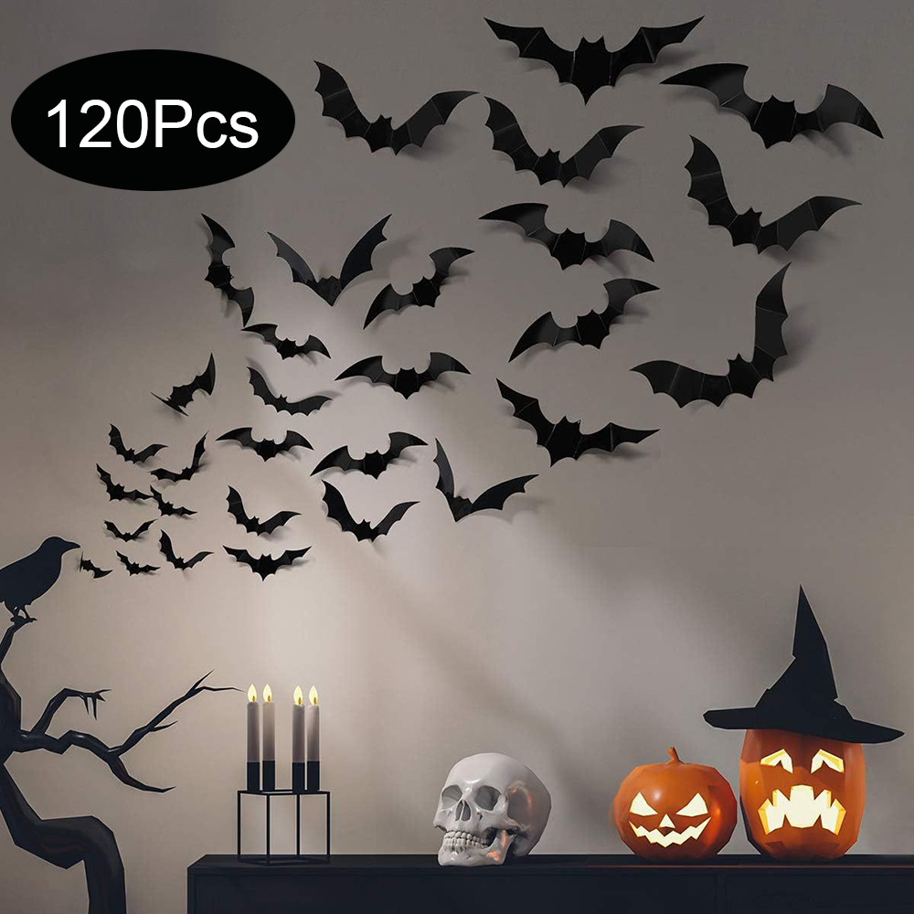 Halloween Bats Decoration,Black Pvc Bats On The Wall Decor,Halloween Bat Wall Stickers,Horror Front Porch Decor