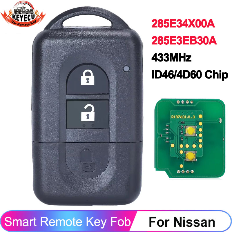 KEYECU 285E34X00A 285E3EB30A Do Nissan X-trail Qashqai Pathfinder Micra Juke NV200 433MHz ID46/4D60 Chip Bezkluczykowy Pilot Samochodowy