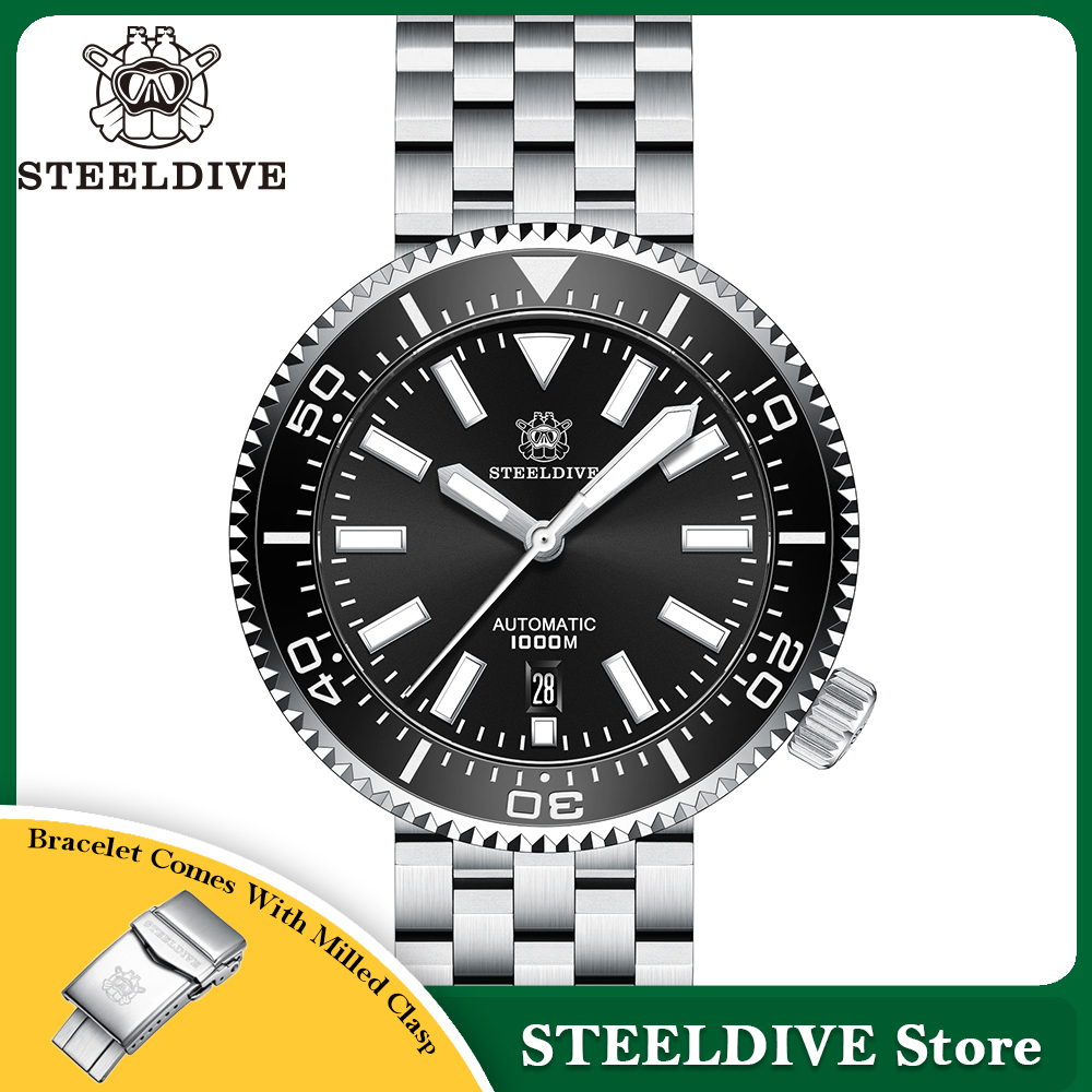 Sd1976 steeldive marca nh35a japão movimento automático 46mm aço inoxidável safira 1000m relógio de mergulho masculino oem