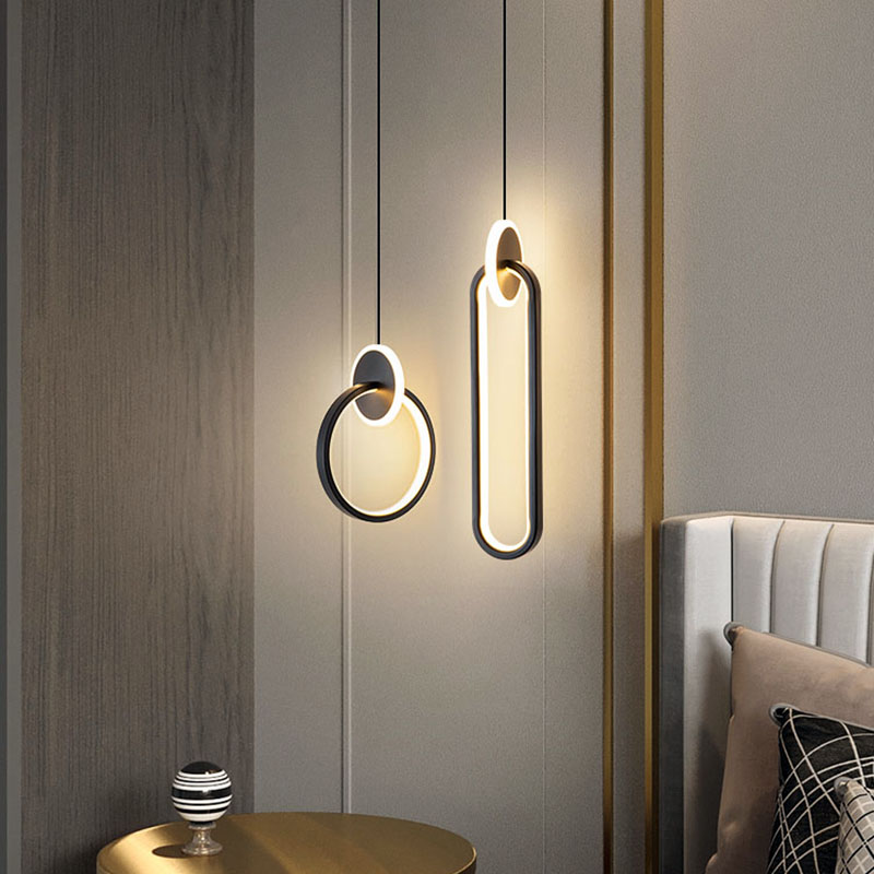 Luminaire suspendu LED moderne et minimaliste pour chambre à coucher, salle à manger, doré et noir, lampe de chevet, lampe de lecture, luminaire décoratif LED