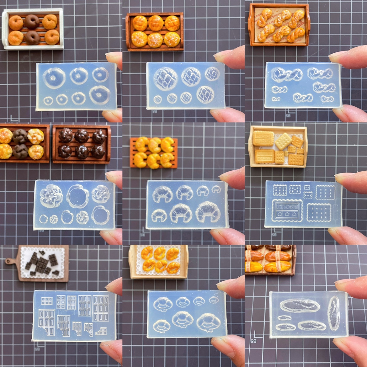 24 Pola Macaron Biskuit Roti Donat 3D Akrilik Cetakan Kuku Istana Seni Kuku Dekorasi DIY Desain Seni Kuku Silikon