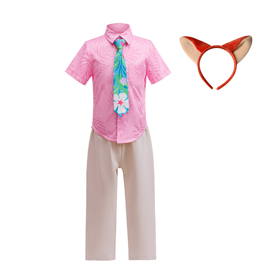 Boy Fox Nick Cosplay Costume Set for Boys Fox T-Shirt and Pants Kids Halloween Carnival Suit Christmas Gift
