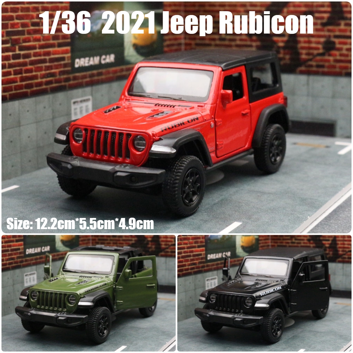 1/36 Jeep Wrangler Rubicon Off-Road Toy Car RMZ CiTY Diecast Miniature Vehicle Model Pull Back Collection Gift For Boys Kid