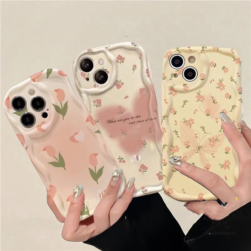 Case voor Xiaomi Redmi Note 14 13 12 Pro Plus 5G 11 10 Pro 9S 10S 11S 4G 12S Redmi 14C 13C 12C 10C 9A Cover Siliconen Bloem Wave