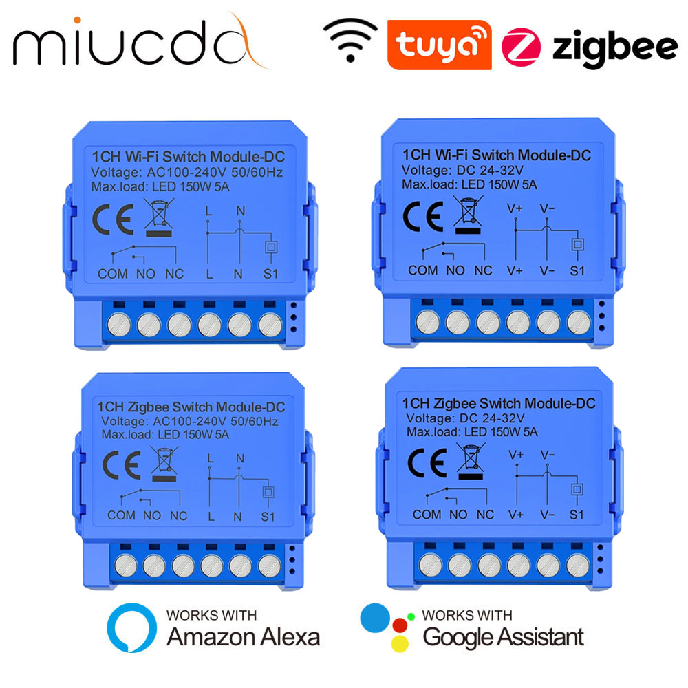 Módulo inteligente MIUCDA Tuya WiFi/ZigBee, relé de contacto seco DC 24-32V/AC 100-240V relé de interruptor Universal DIY para Alexa Google Home