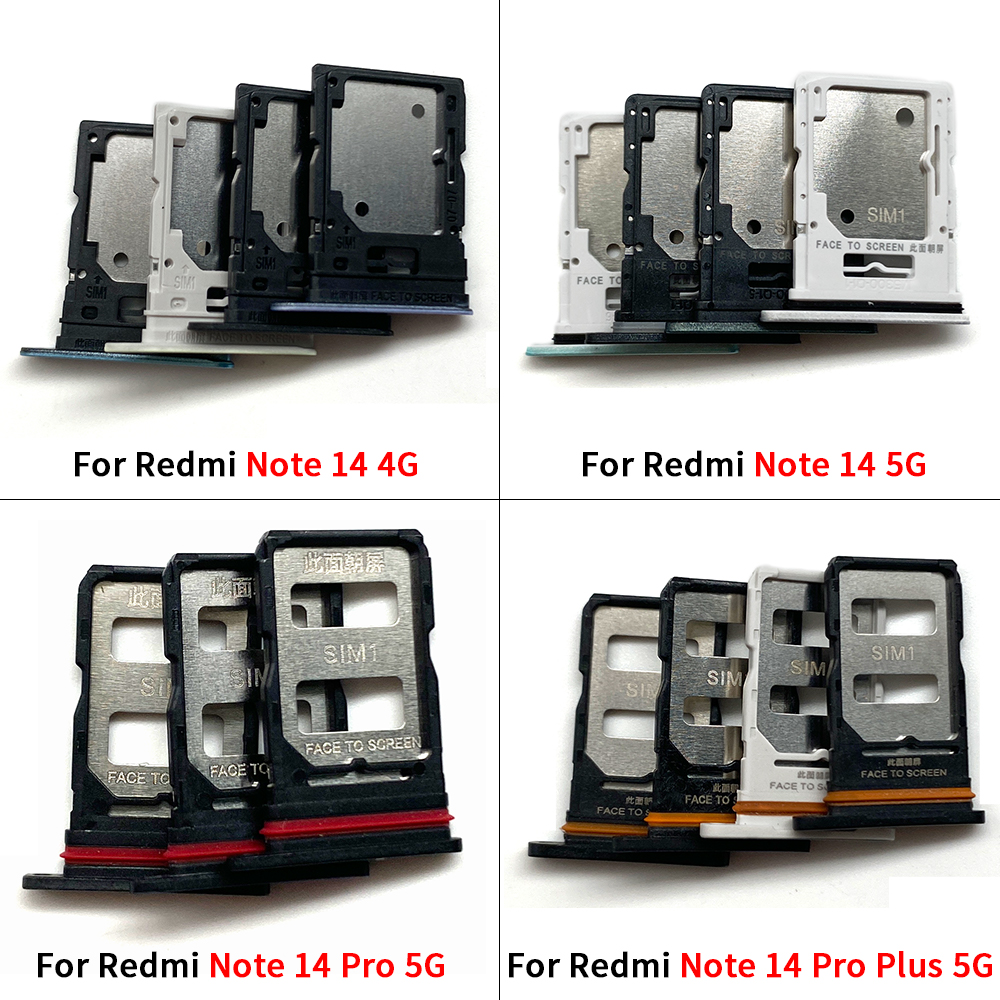 SIM Card Holder Tray Chip Slot Micro Nano Adapter Socket Parts For Xiaoomi Redmi Note 14 4G 5G Pro Plus (Dual Card）