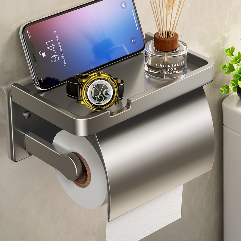 Caja de pañuelos para el baño, estante de papel tisú, estante de almacenamiento para teléfono, dispensador de toallitas, pared del inodoro, bandeja de papel de aromaterapia