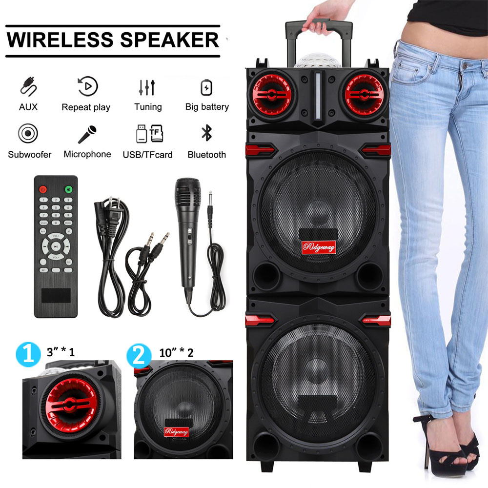 Haut-parleur Bluetooth Portable 9000W, système de son de basse lourde, caisson de basses Dual10 pouces, lumière Led, Rechargeable, haut-parleur Dj