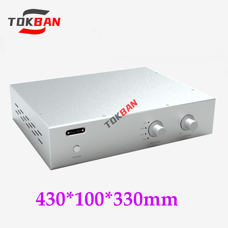 Tokban-Boîtier de châssis de préamplificateur tout en aluminium, préamplificateur HIFI, amplificateur bricolage, coque audio, 4310L, 430x100x330mm