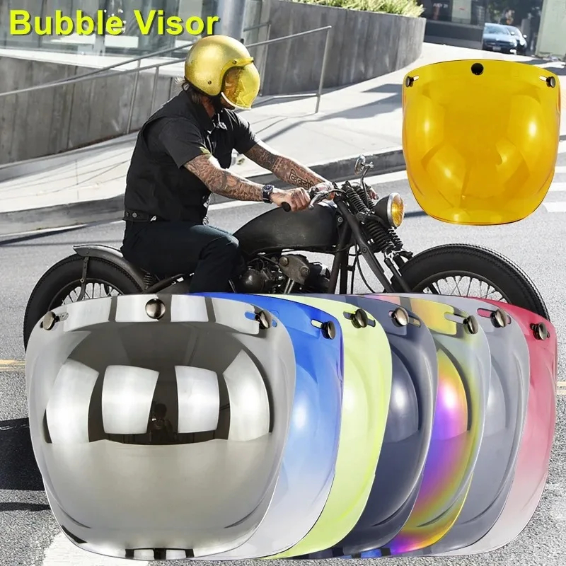 Đa Năng Vintage Bong Bóng Che Chất Lượng Cao Mở Mặt Xe Máy Che 12 Màu Có Sẵn Retro Mũ Bảo Hiểm Kính Chắn Gió Shield