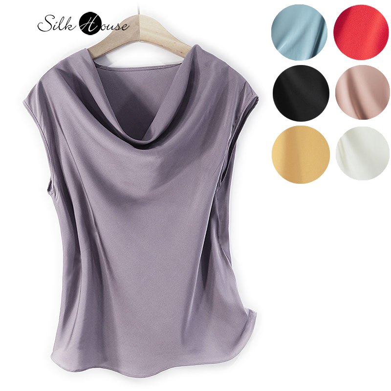 Chaleco de seda ligero con cuello oscilante para mujer, Top de seda de morera, moda para ir al trabajo, novedad de verano 2025, 2025