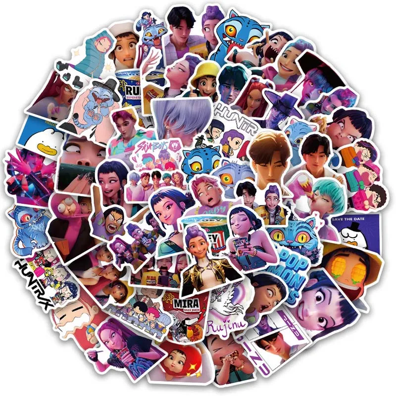 55 個 Kpop デーモンハンターステッカー サジャボーイズ ラップトップステッカー ギター 自転車 荷物 車 文房具 パーティー記念品 ギフト用