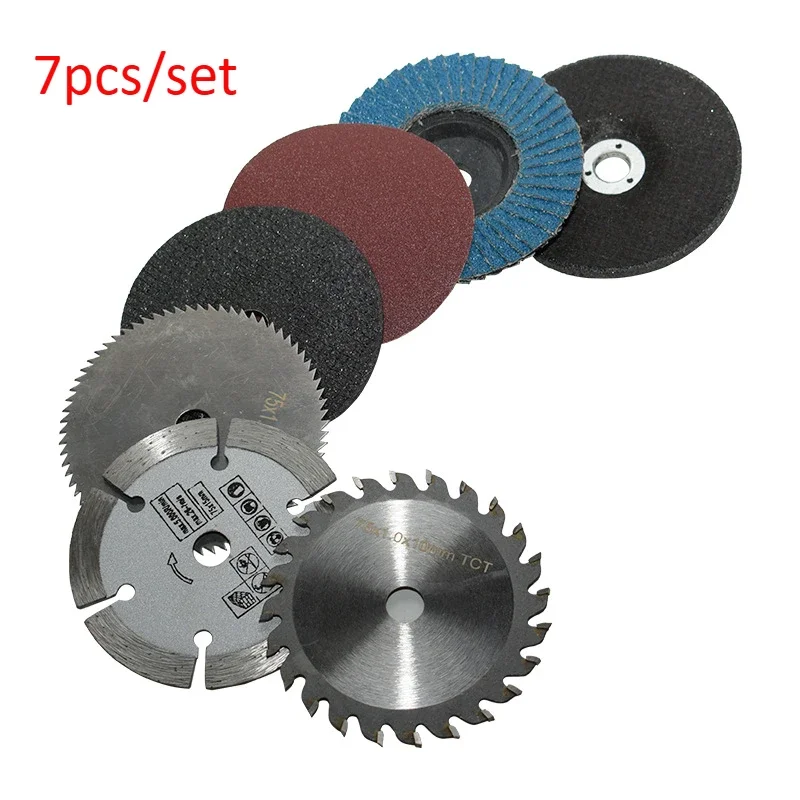 7 ชิ้น 3 นิ้ว 75 มิลลิเมตรแผ่นตัด Flap Discs เครื่องบดมุมล้อใบมีดแผ่นขัดไม้โลหะใบมีดตัดเพชร