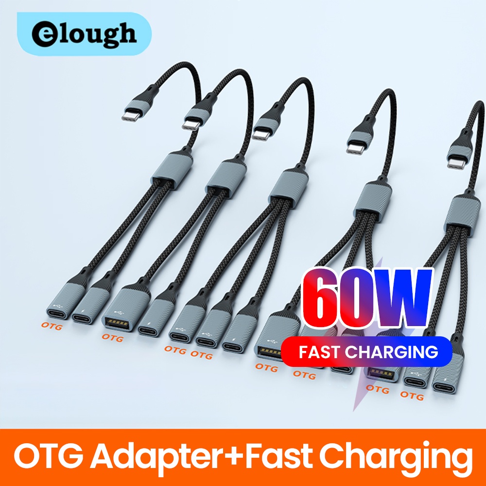 PD 60w USB C หลายพอร์ตอะแดปเตอร์ Fast CHARGING Type-C ชายไปยัง USB + ประเภท C หญิง Splitter OTG ข้อมูล CONNECTOR
