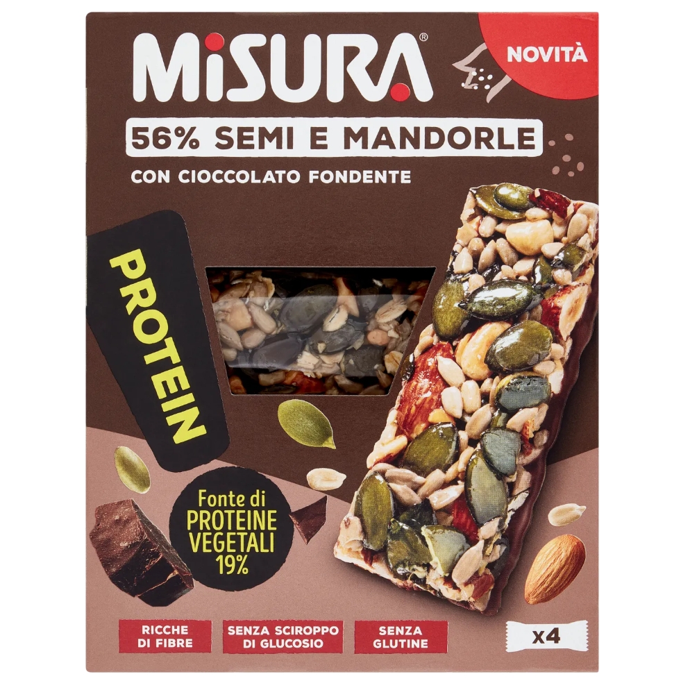 Riegel Proteinriegel 56% semi E Mandorle con Cioccolato Fondente 120g - Misura