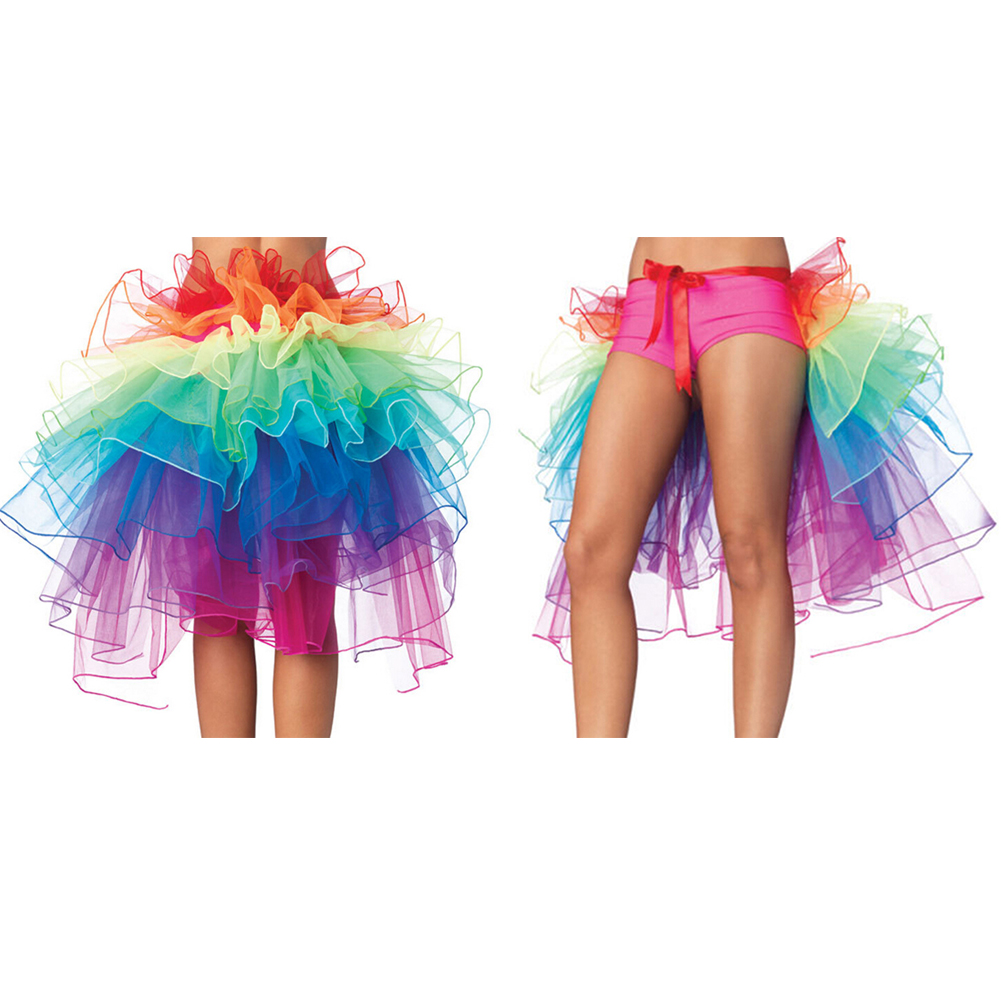 Tęczowa neonowa spódnica Tutu impreza Rave taniec pół zgiełku burleska seksowna odzież klubowa