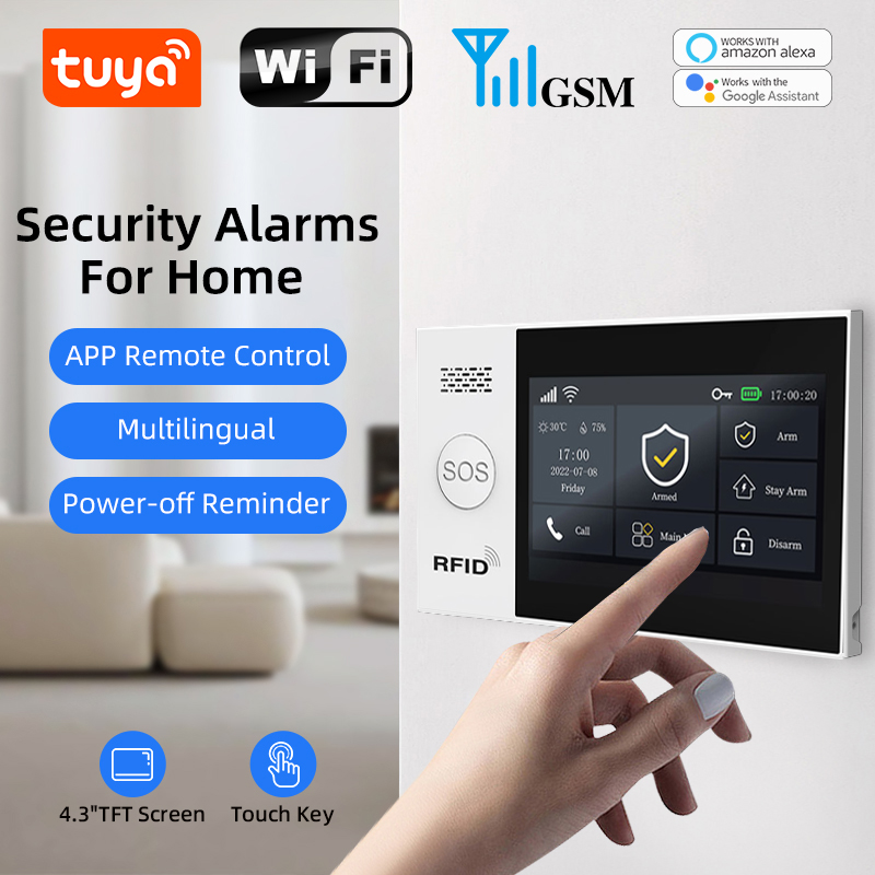 Tuya segurança-proteção 2g gsm 433mhz sem fio inteligente sistema de alarme de segurança em casa app controle remoto kit de alarme em casa sem fio