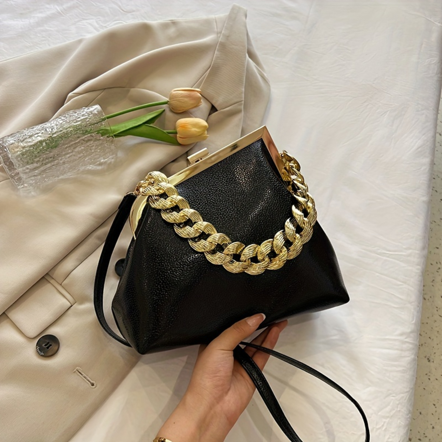 Fashion Shoulder Bag, PU Leather Chain Crossbody Purse