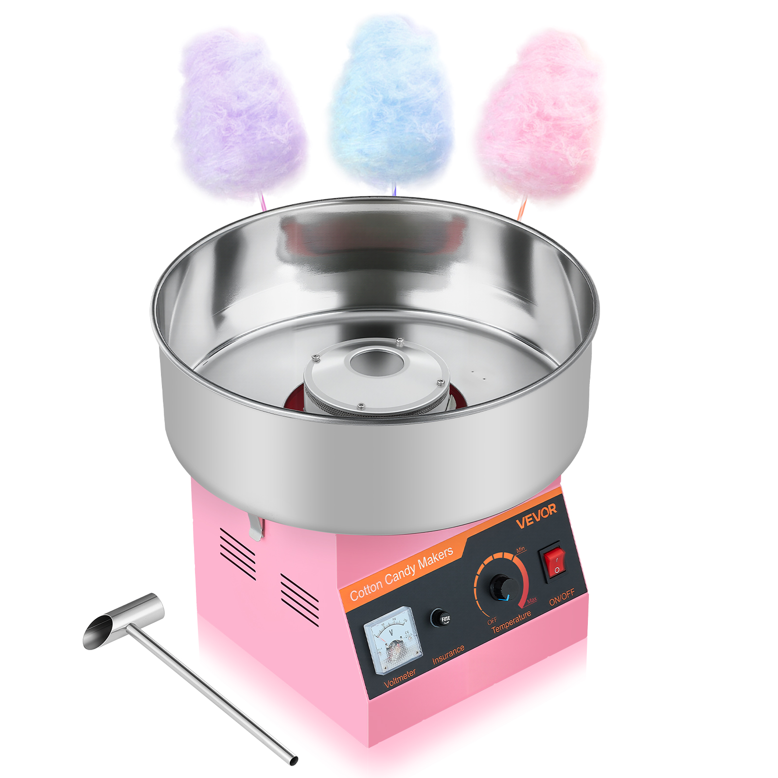 SucceBuy Machine à barbe à papa commerciale, Machine à sucre électrique 1000W avec bol en acier inoxydable de 15 pouces