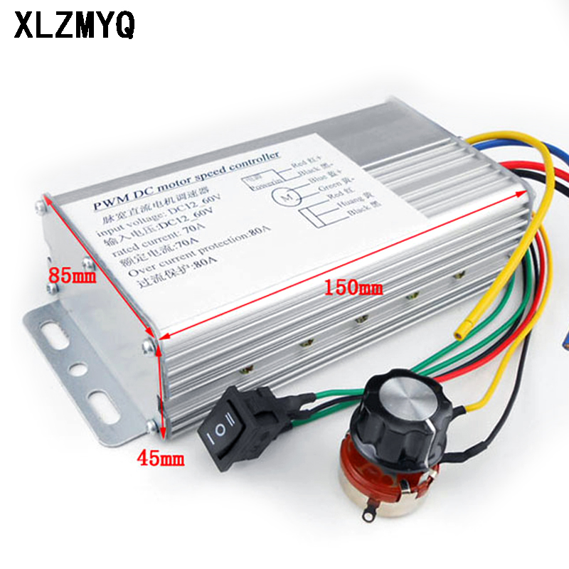 DC 12V 24V 36V 48V 70A 4000W Silnik DC PWM Kontroler prędkości szczotki do dodatniego i ujemnego sterownika silnika DC