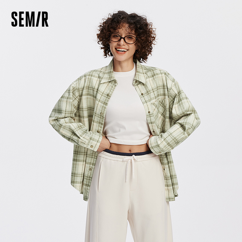 Semir Damesoverhemd Denim Lange Mouw Oversize Zacht Los Retro Street Style 2026 Herfst Middellange Casual Blouse Dagelijks gebruik