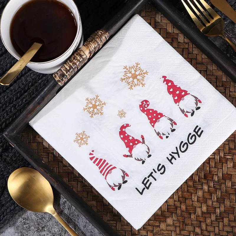 10/20 pçs 2ply pintado série de natal papel ambiente guardanapos impressos descartáveis toalhas de papel de festa atacado toalhas de papel quadradas