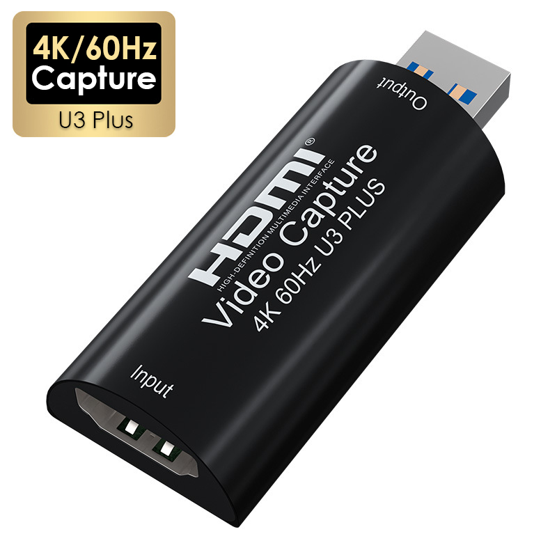4Kp60 U3 Plus Video Capture Card HDMI To USB 3.0 4K@60Hz Live Streaming Grabber Recorder for PS5/4 Xbox Camera Laptop PC OBS VLC